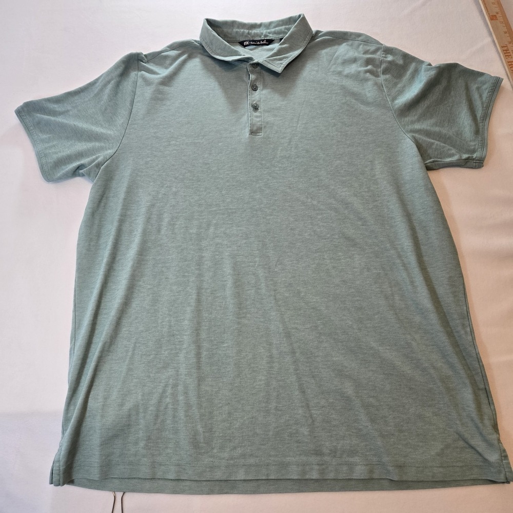 TravisMathew Polo Shirt Mens XXXL 3XL Seafoam Green Heather Short Sleeve Golf...